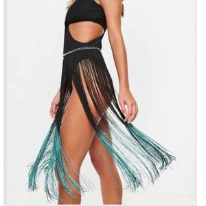 Ombré fringe belt skirt
